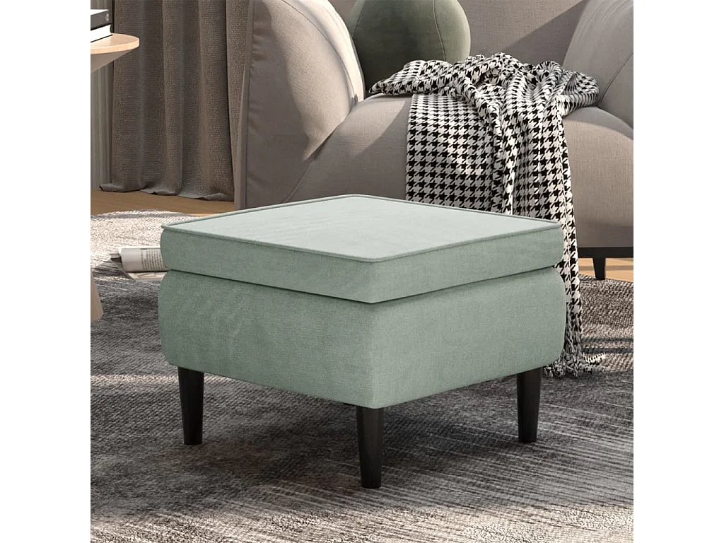 Tabouret avec pieds en bois Gris clair Velours REO74821