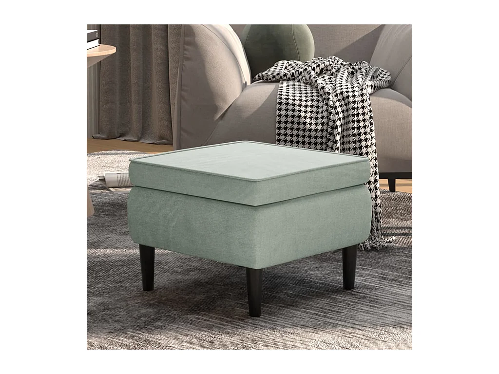 Tabouret avec pieds en bois Gris clair Velours REO74821
