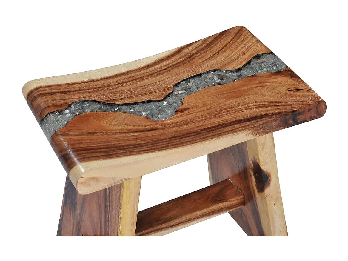 Tabouret Bois de Suar solide et polyrésine REO10710