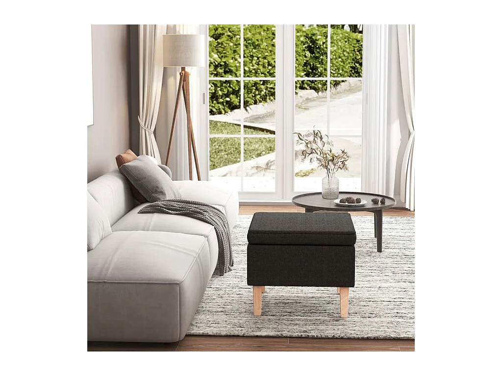Tabouret avec pieds en bois Noir Tissu REO19349