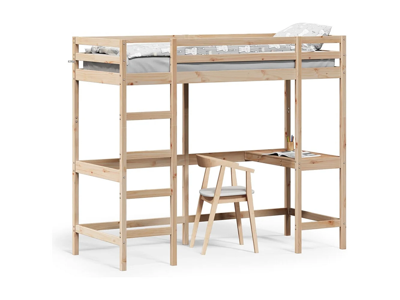 Lit mezzanine avec bureau 80x200 cm bois de pin massif HOQW94974