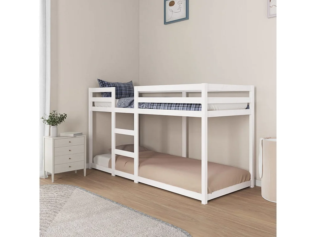 Lit superposé Blanc 80x200 cm Bois de pin massif HOQW34843