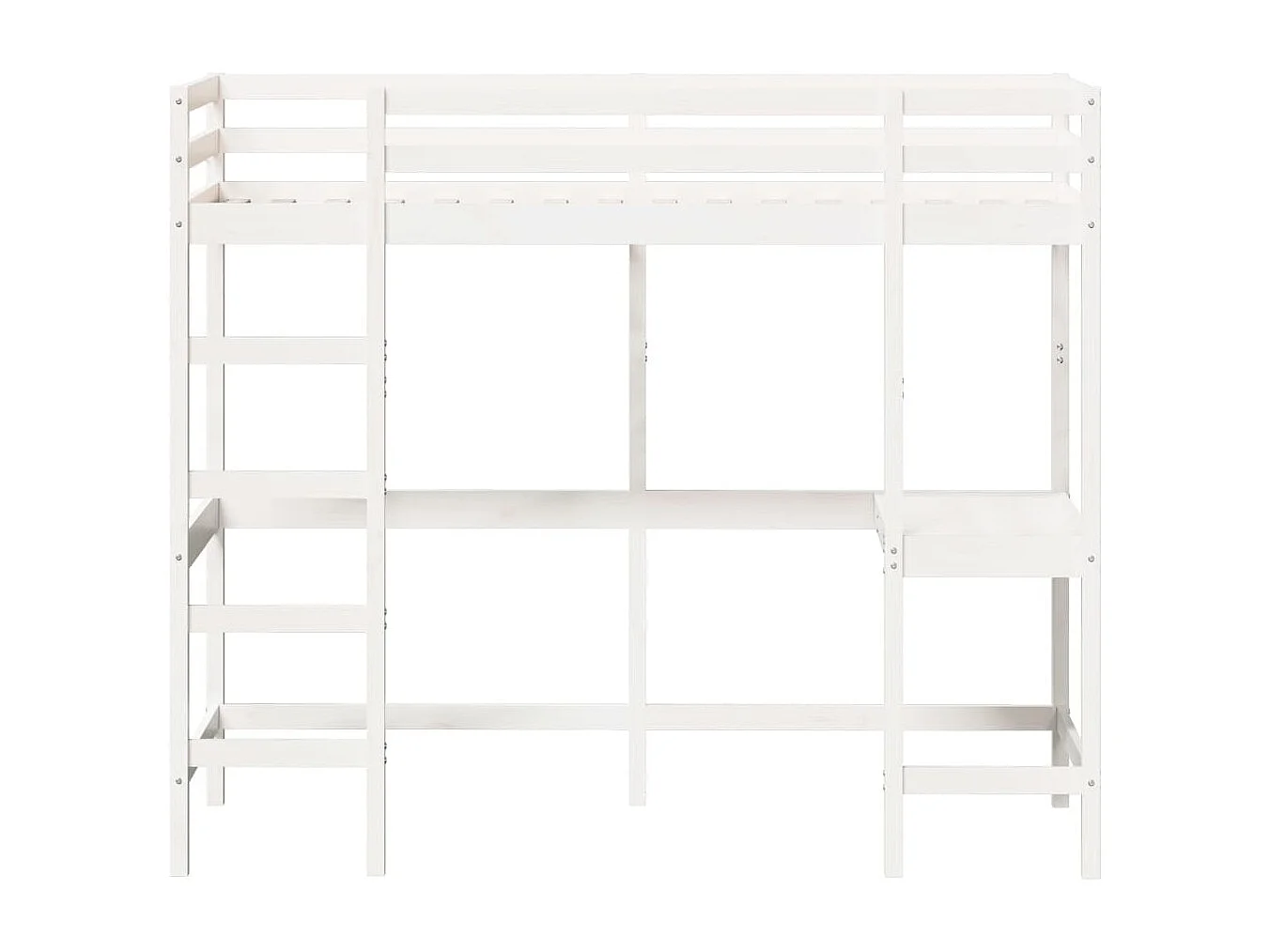 Lit mezzanine avec bureau blanc 75x190 cm bois de pin massif HOQW68042