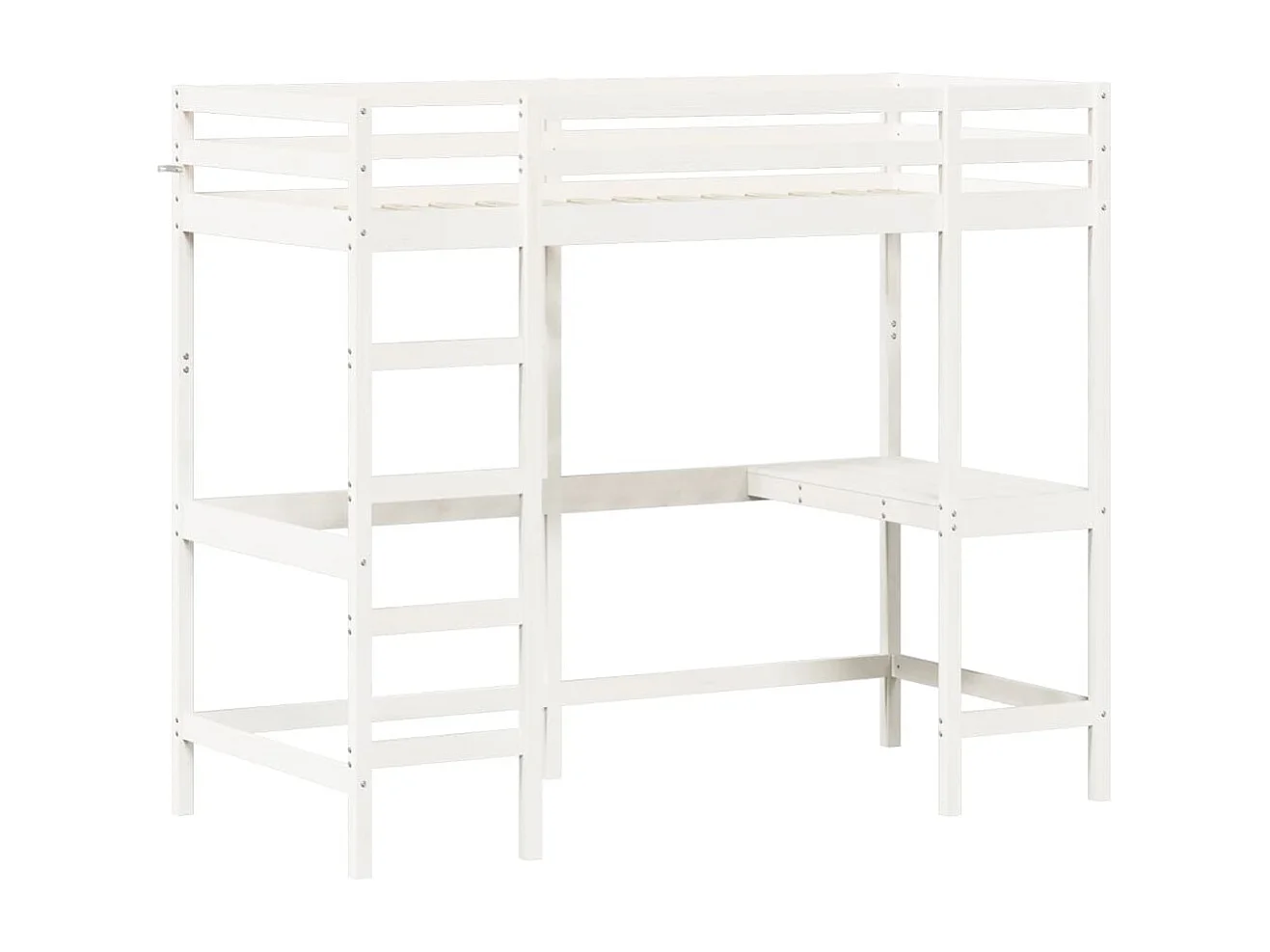 Lit mezzanine avec bureau blanc 90x200 cm bois de pin massif HOQW30012