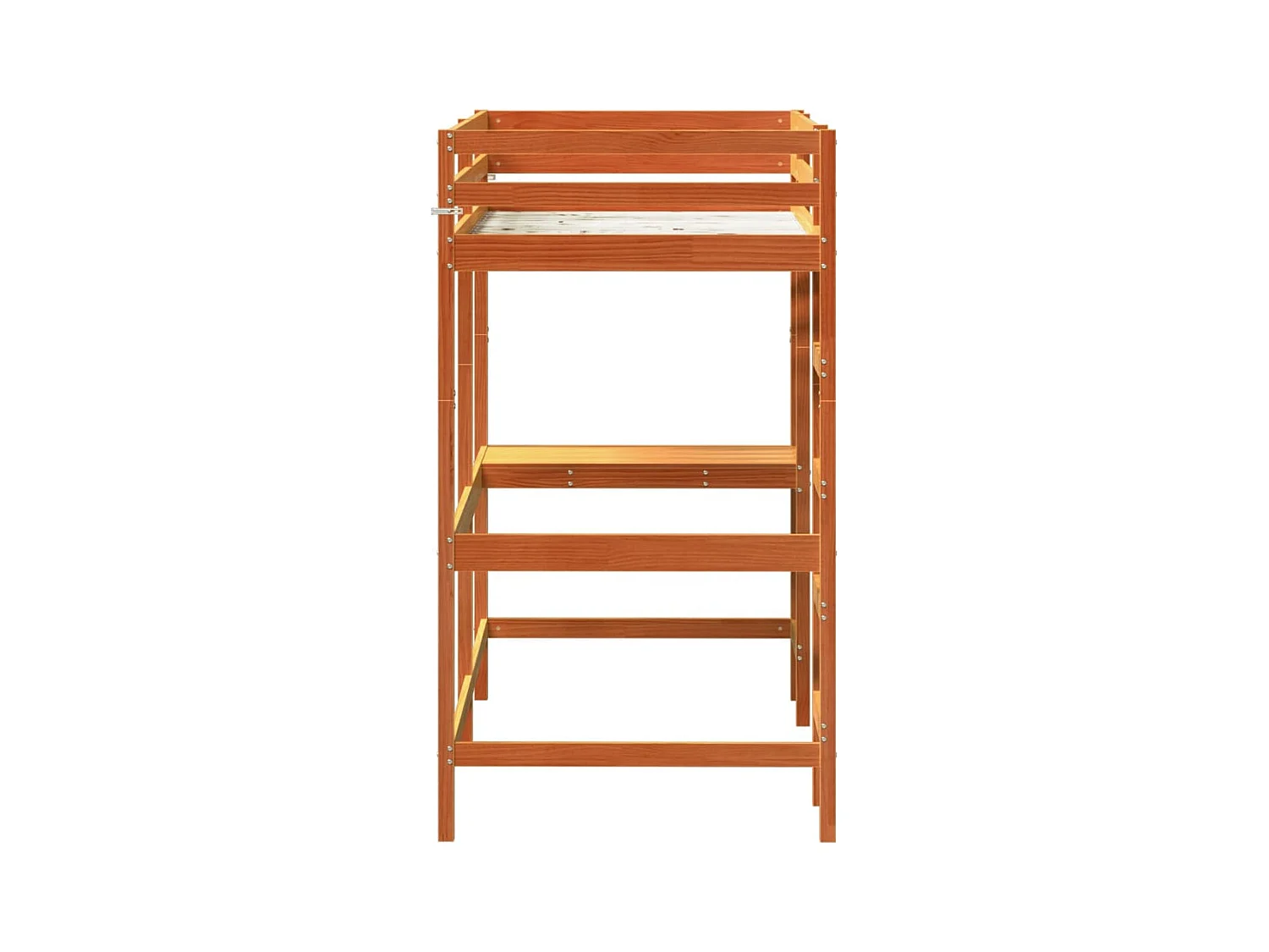 Lit mezzanine avec bureau cire marron 90x200 cm bois pin massif HOQW22619