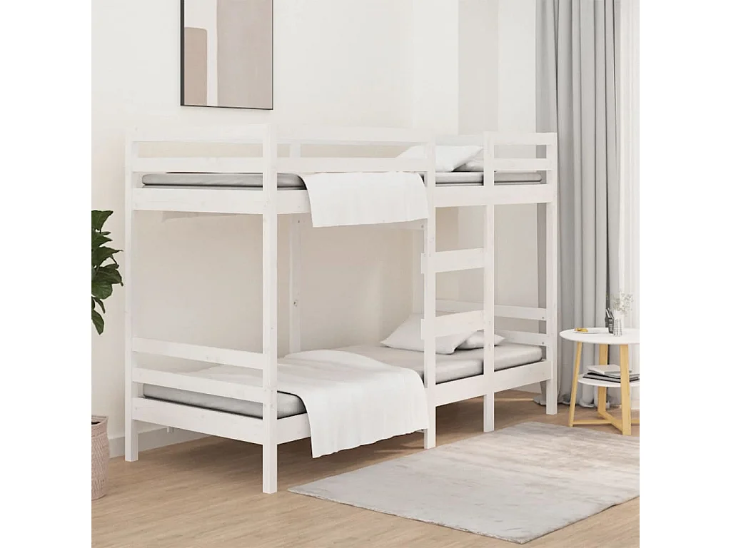 Lit superposé Blanc 90x200 cm Bois de pin massif HOQW76142