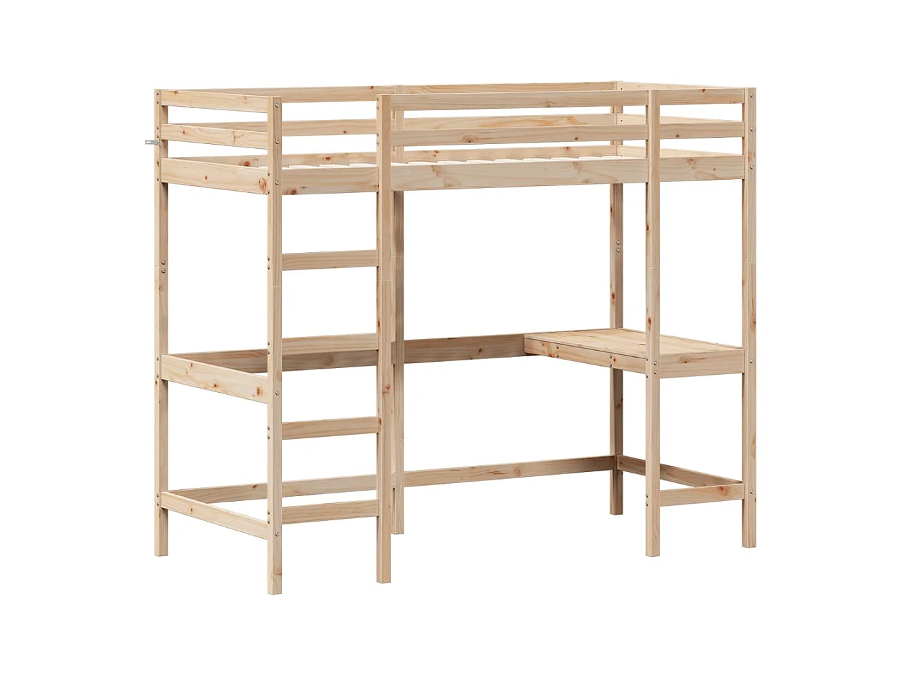 Lit mezzanine avec bureau 90x190 cm bois de pin massif HOQW22461