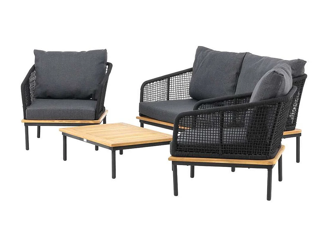 Salon de Jardin en Bois "Andorra" 148cm Noir