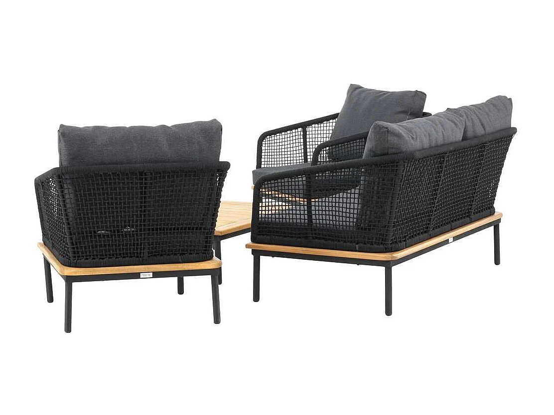 Salon de Jardin en Bois "Andorra" 148cm Noir