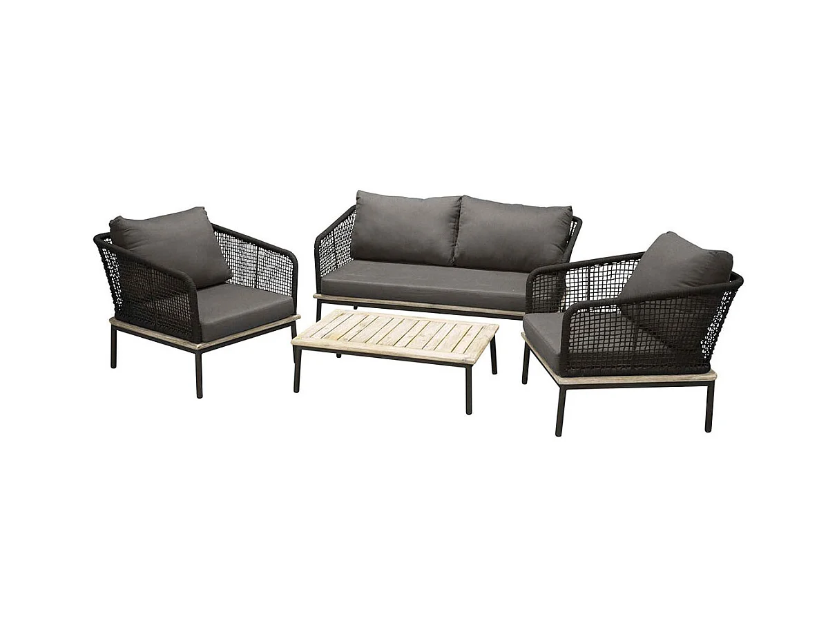 Salon de Jardin en Bois "Andorra" 148cm Noir