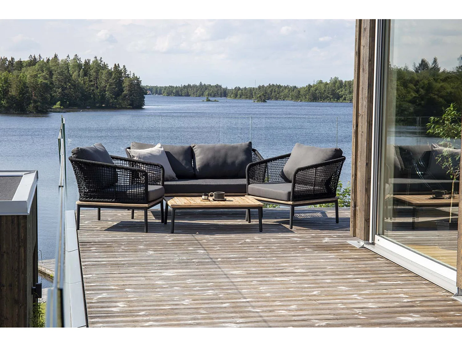 Salon de Jardin en Bois "Andorra" 148cm Noir