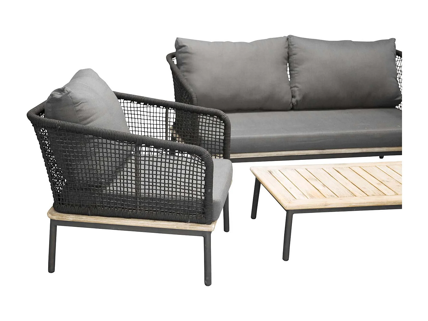 Salon de Jardin en Bois "Andorra" 148cm Noir