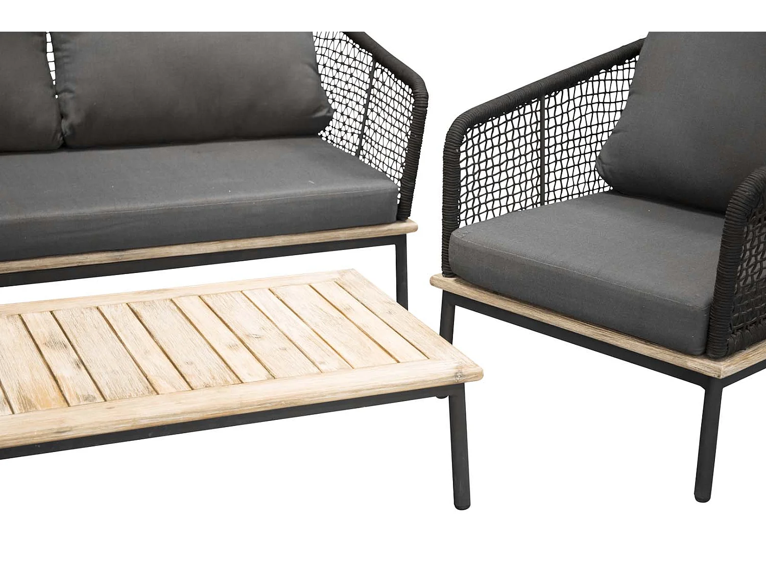 Salon de Jardin en Bois "Andorra" 148cm Noir