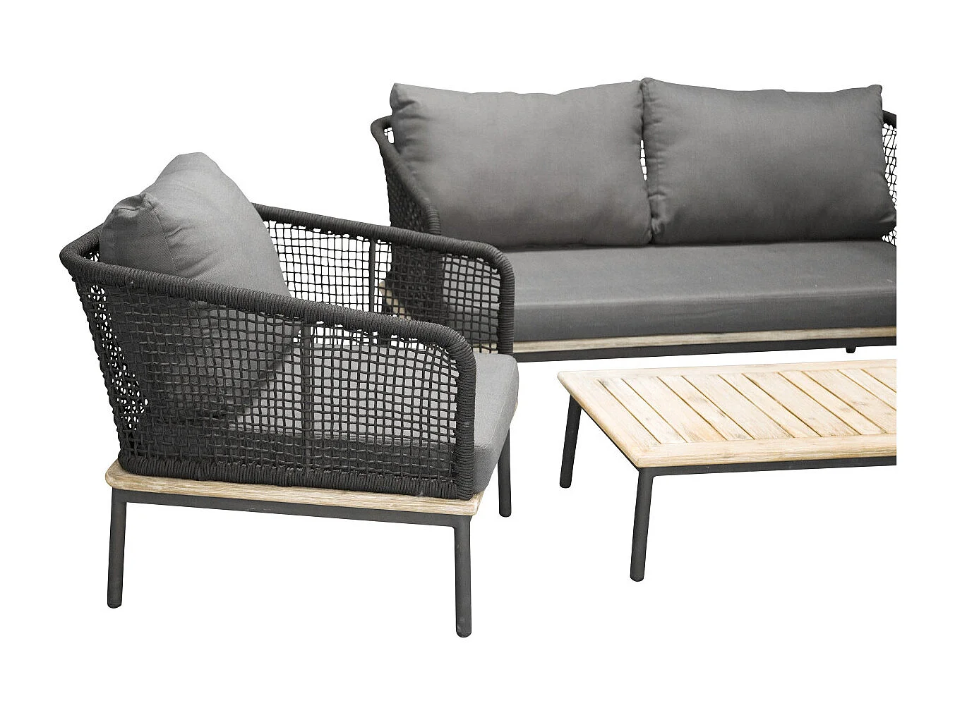 Salon de Jardin en Bois "Andorra" 148cm Noir