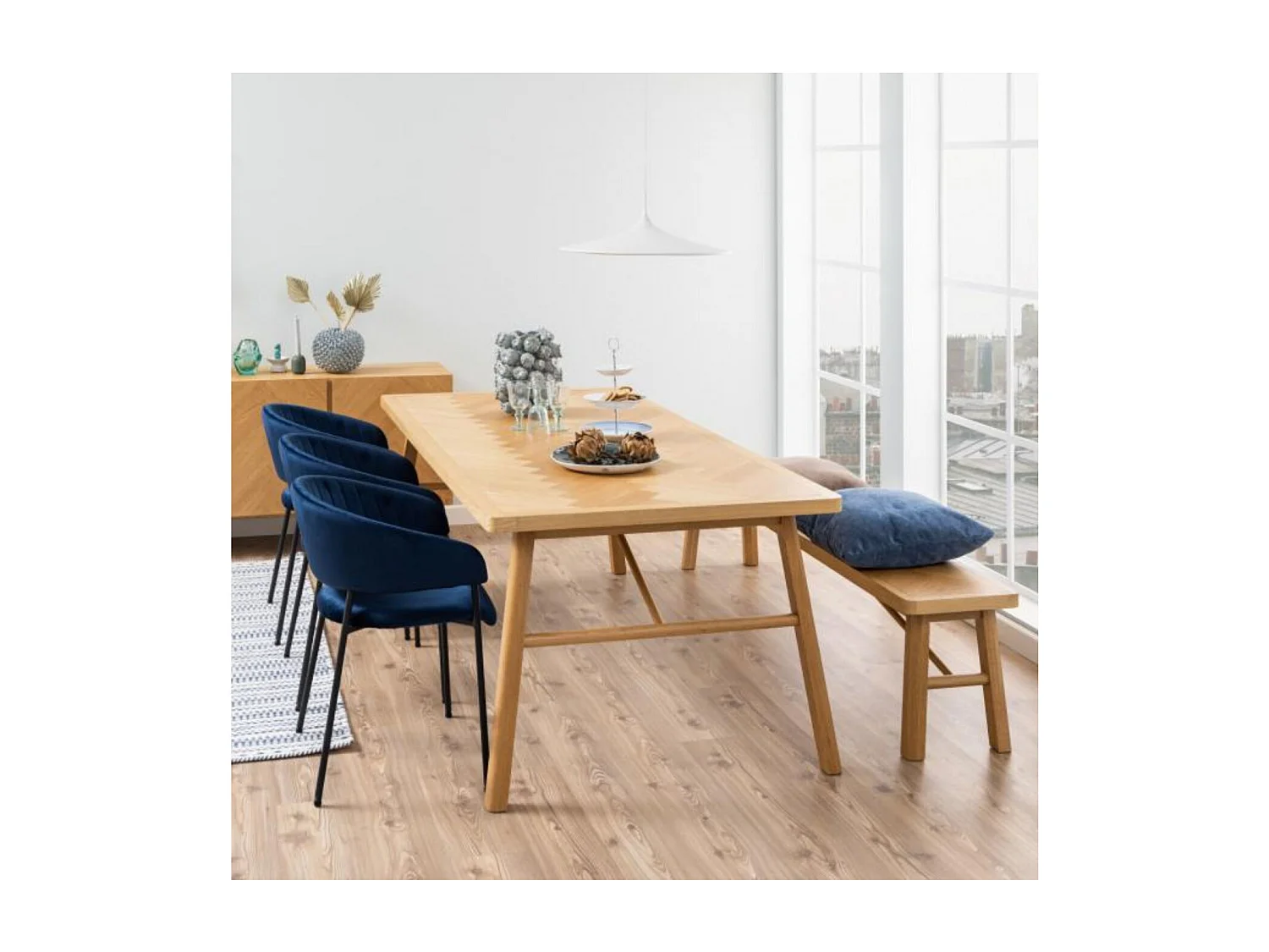 Table à manger rectangulaire en chêne L200 de style scandinave - WALY