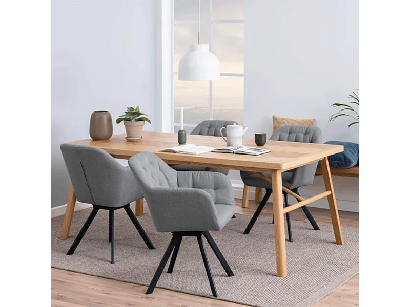 Table à manger rectangulaire en chêne L200 de style scandinave - WALY