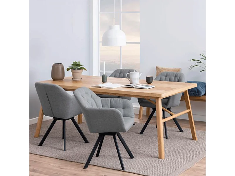 Table à manger rectangulaire en chêne L200 de style scandinave - WALY