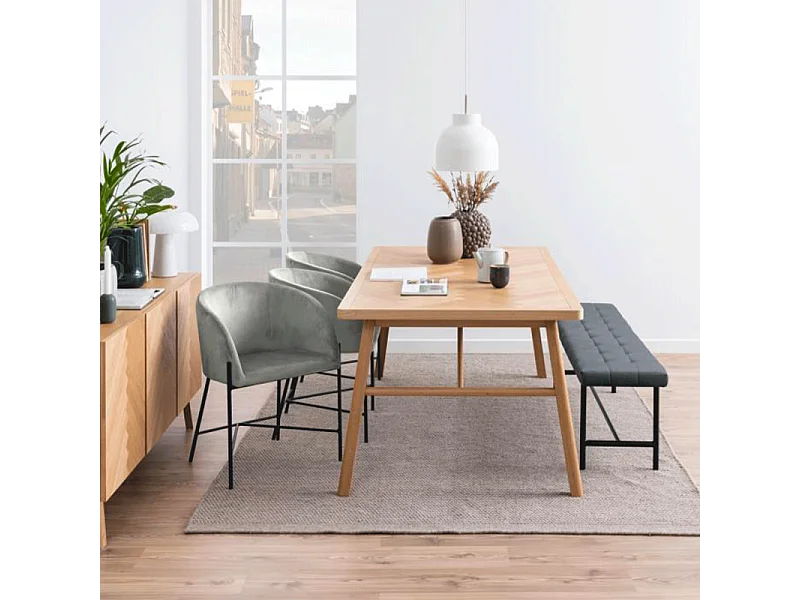 Table à manger rectangulaire en chêne L200 de style scandinave - WALY