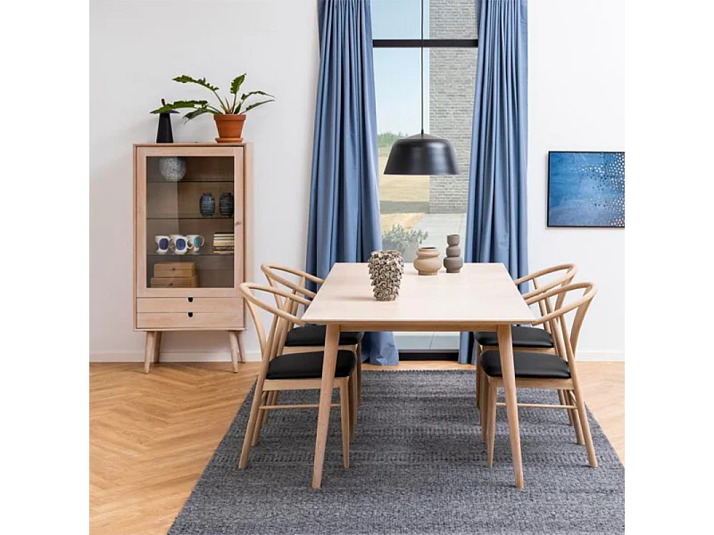 Table à manger rectangulaire en chêne blanchi 8 couverts L200 - CENTIOR