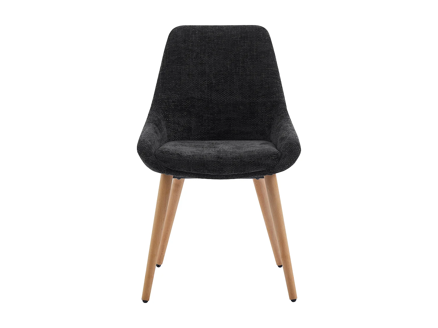 Lot de 2 chaises en tissu texturé et hêtre - Noir - MASURIE