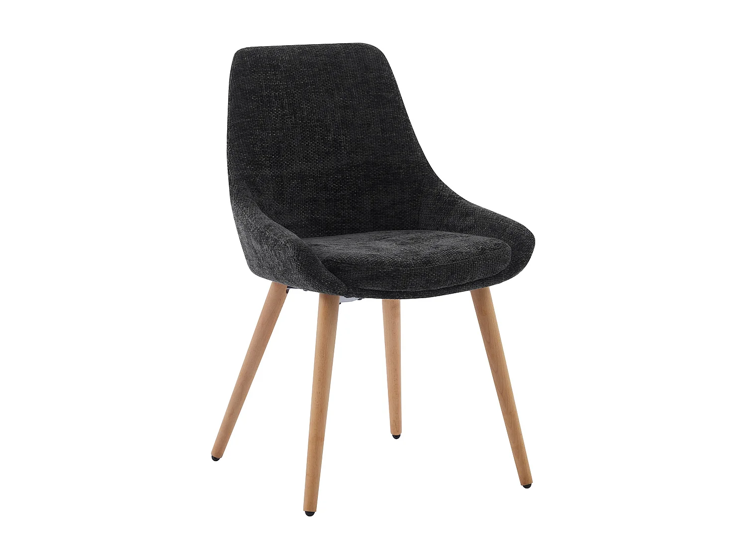 Lot de 2 chaises en tissu texturé et hêtre - Noir - MASURIE