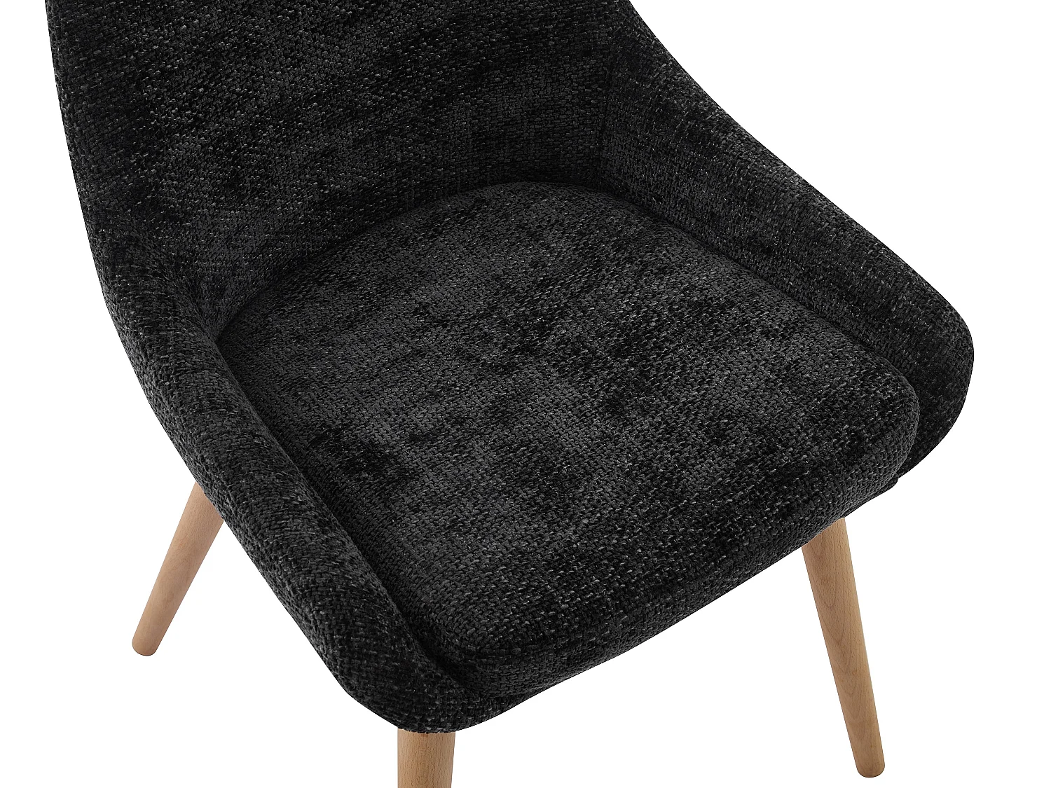 Lot de 2 chaises en tissu texturé et hêtre - Noir - MASURIE