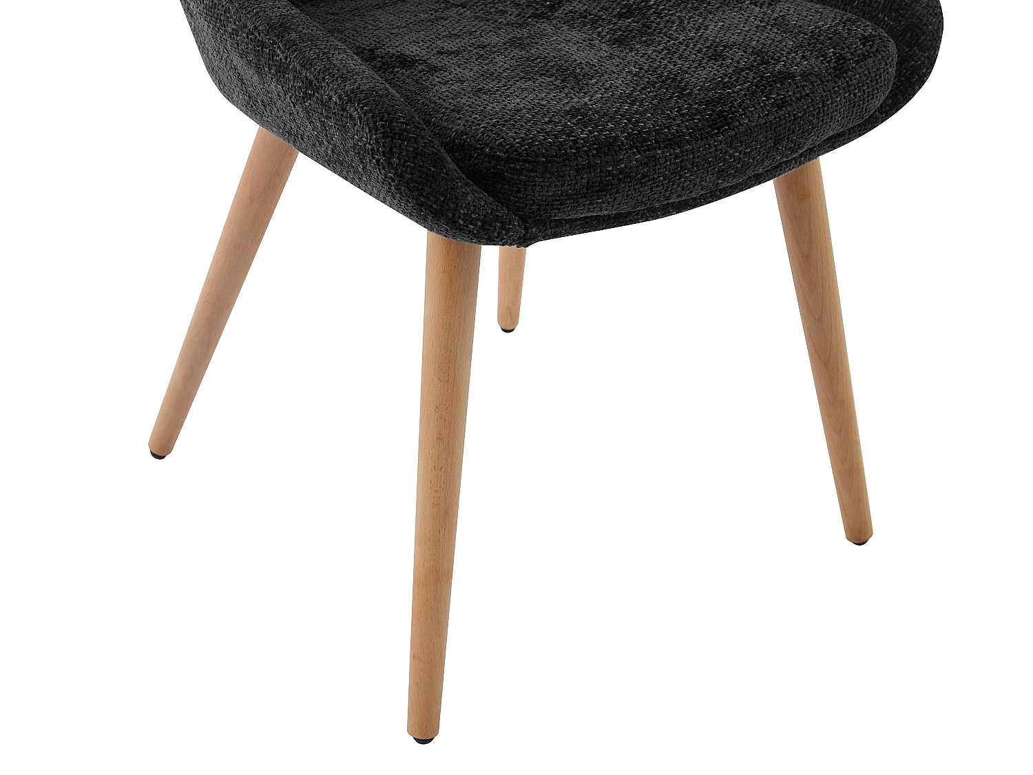 Lot de 2 chaises en tissu texturé et hêtre - Noir - MASURIE