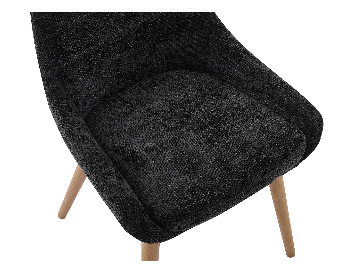 Sæt med 2 stole i struktureret stof og bøgetræ - Sort - MASURIE