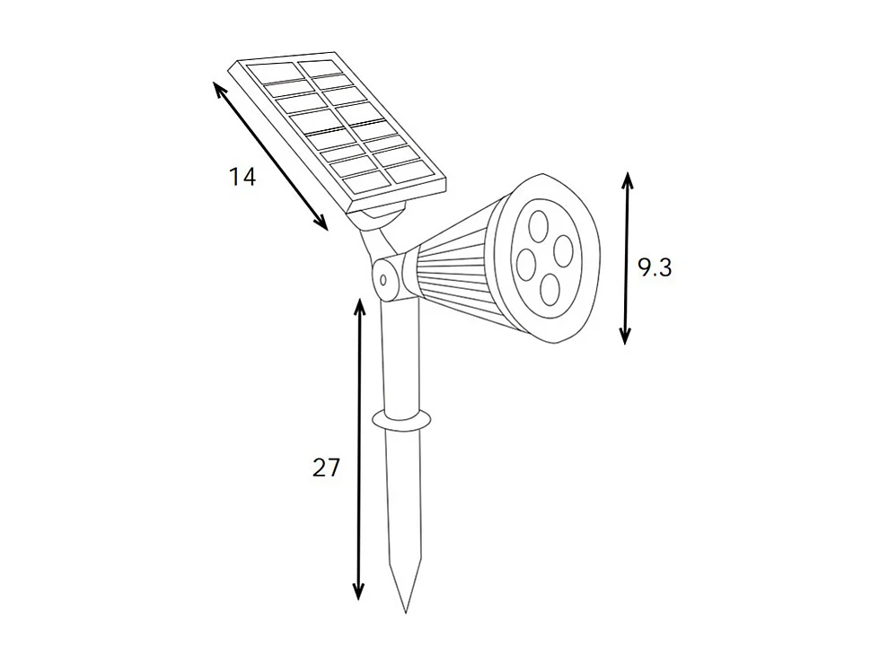 Balise ou applique solaire orientable - 300 lumens - Noir - SLATINE