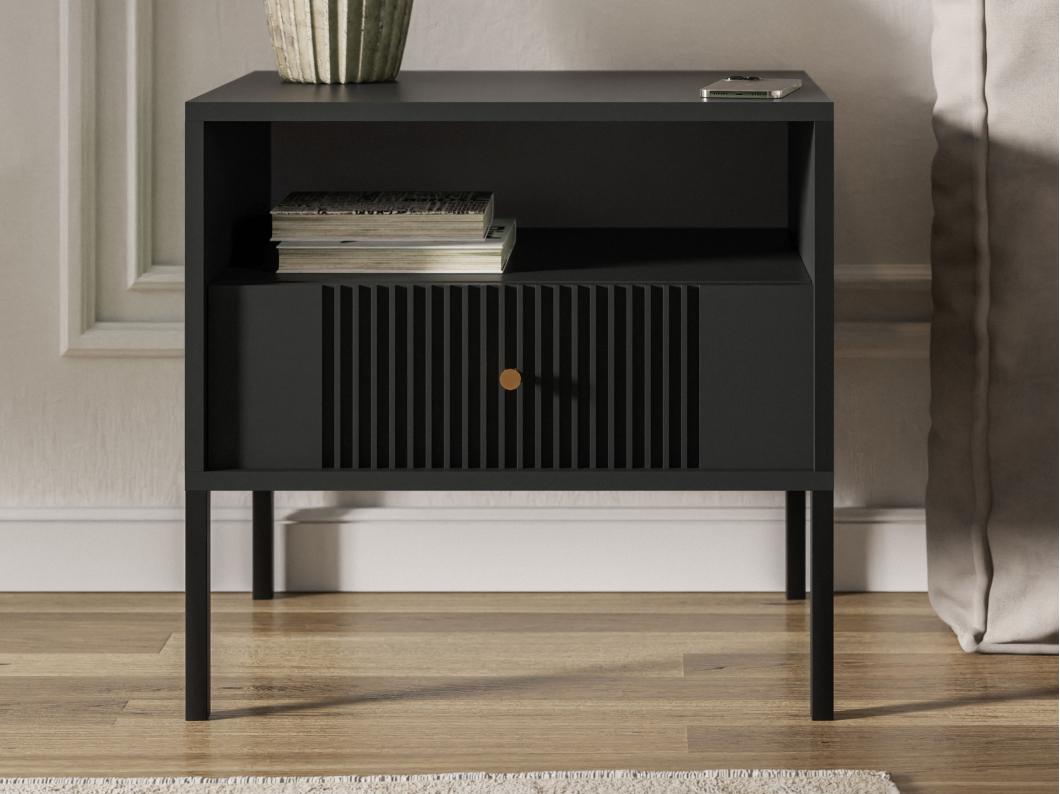 Comodino 1 cassetto e 1 nicchia Nero - DEMASIA