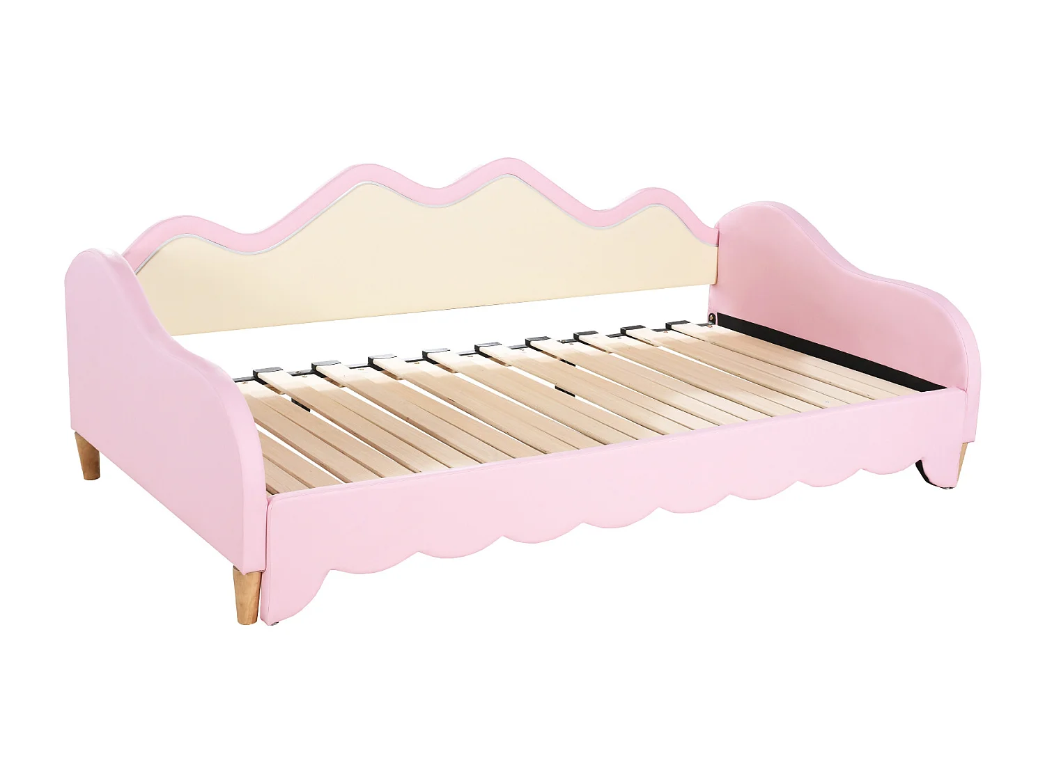 Lit rembourré Rose 90 (180) * 190cm, 2 en 1 canapé - lit multifonction avec éclairage LED et sommier à Lattes