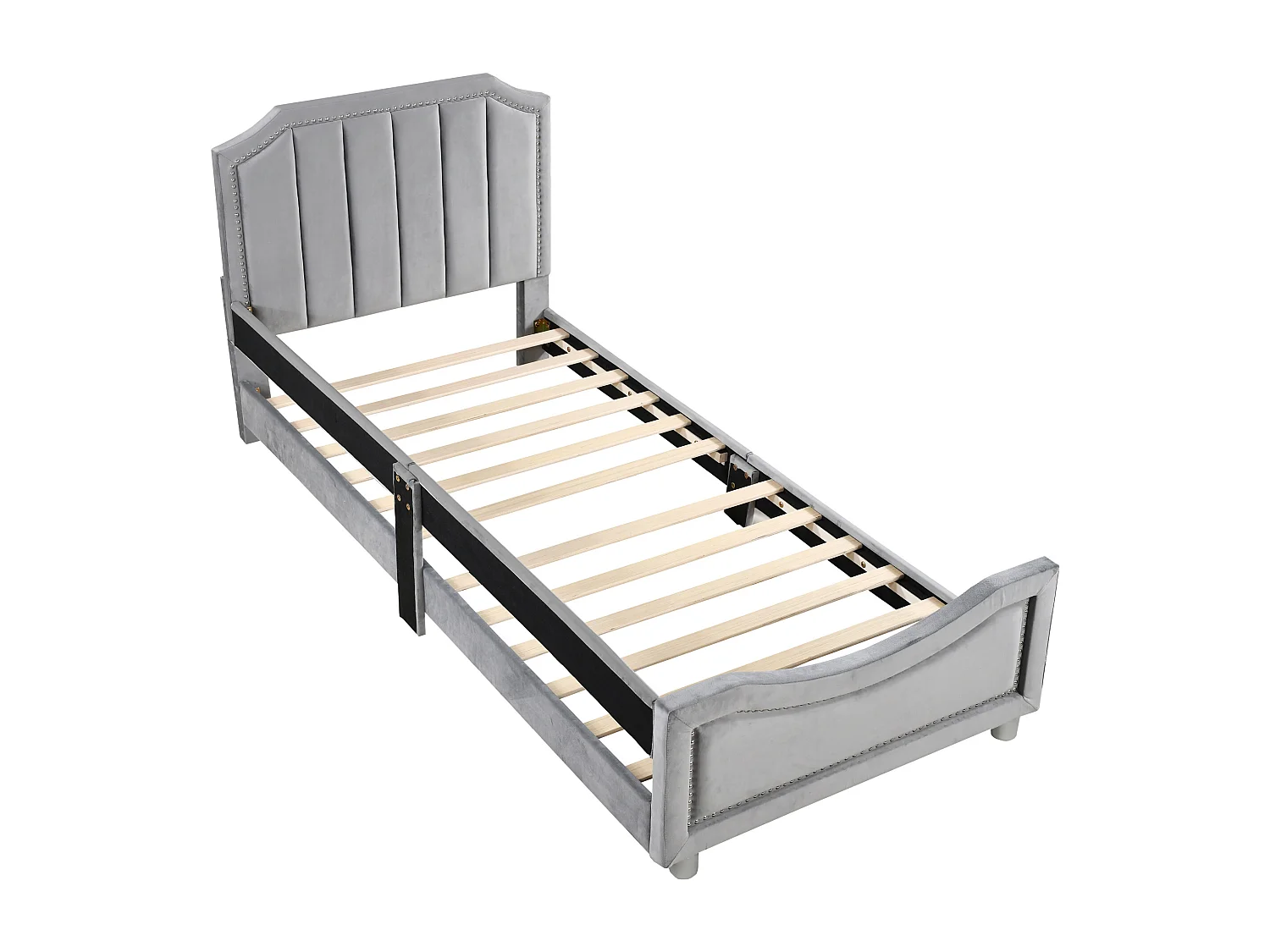 Graues Kinderbett/Eltern-Kind Bett/Jugendbett gepolstertes Bett 90,200cm Schlafsofa Multifunktionsflansch Bettrahmen