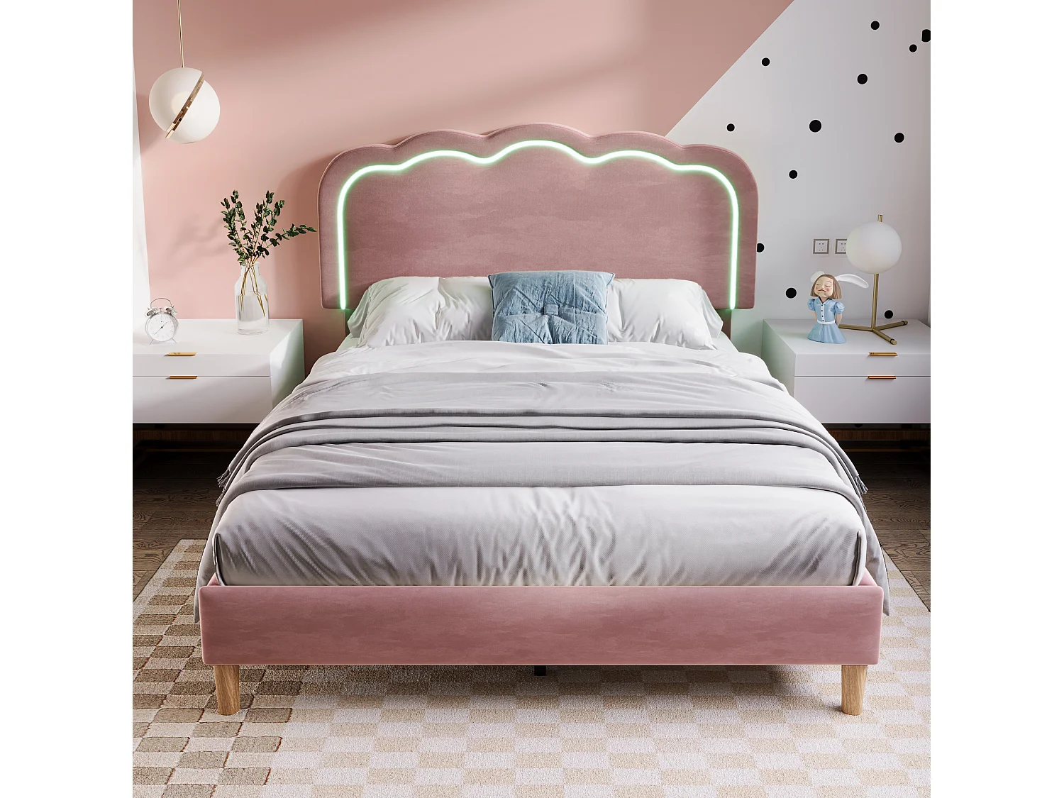 Cama acolchoada para adulto 180 x 1010 cm, sem cabeceira, com faixa LED (monocromática), base com suspensão hidráulica, bege.