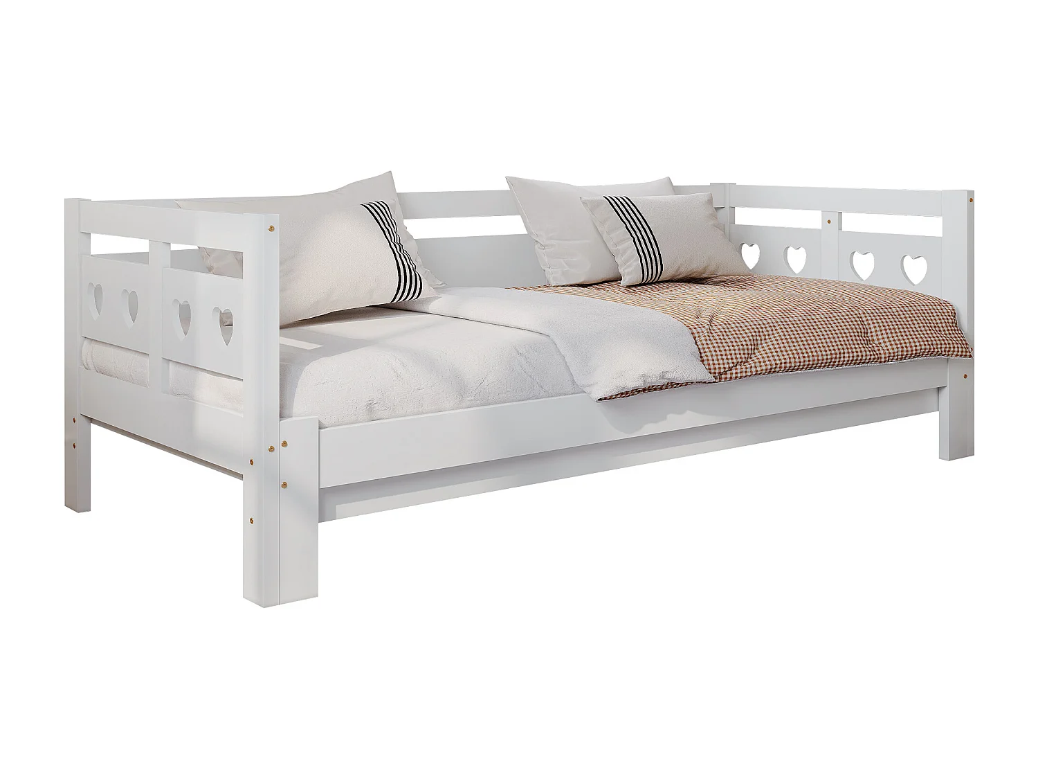 Daybed daybed blanc, lit extensible, 90.190 cm, bois de pin massif, avec 2 pièces