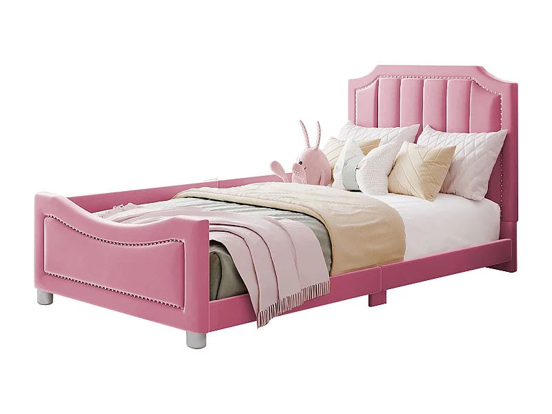 Rosa niños cama / adolescente / padre - niño cama Soft 90 * 200 cm sofá - marco de la cama de felpa cama Soft multifuncional