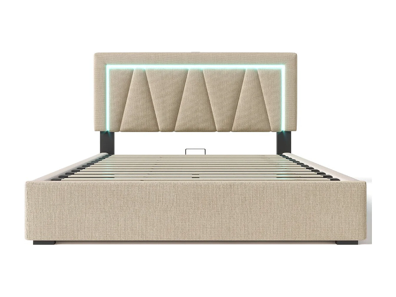 Dotato di funzione di ricarica USB tipo C e illuminazione LED, piccolo letto matrimoniale 140x200 (senza materasso)