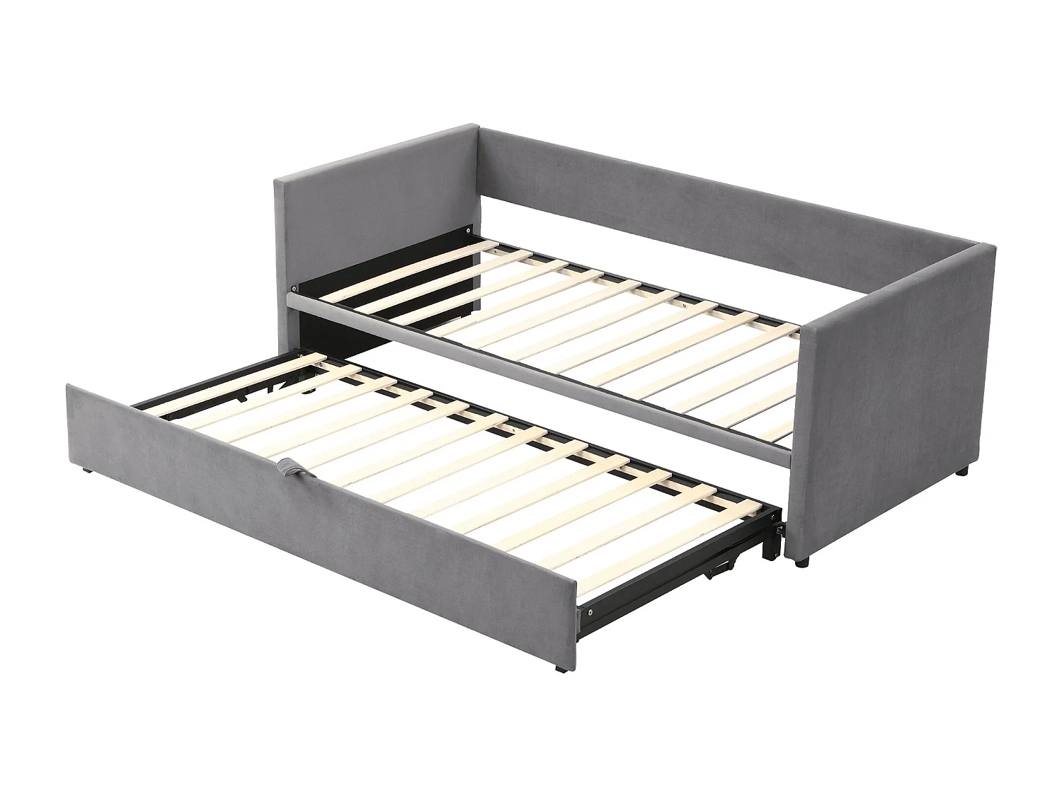Polsterbett grau 90 / 180 * 200 cm Sofa - Bett ausziehbar, Samtstoff pro - Haut mit Lattenrahmen, Multifunktionsbett