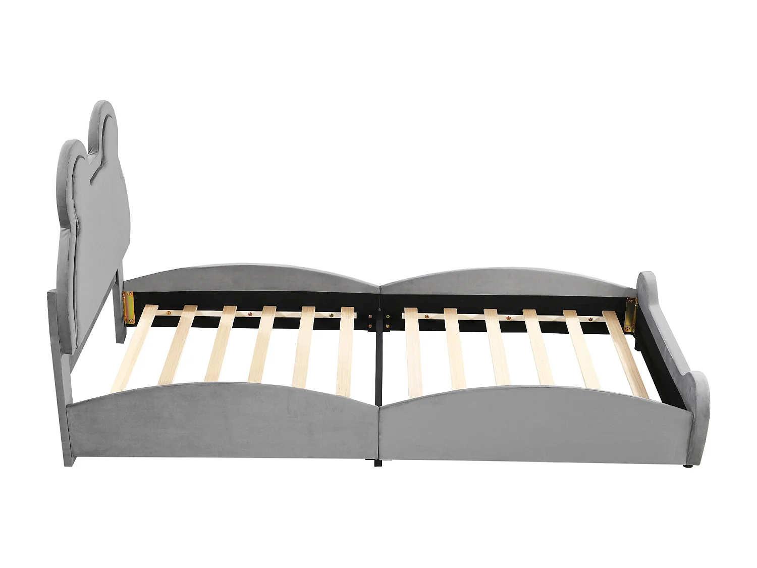 Letto singolo imbottito grigio per bambini 90 x 200 cm in velluto dermofilo