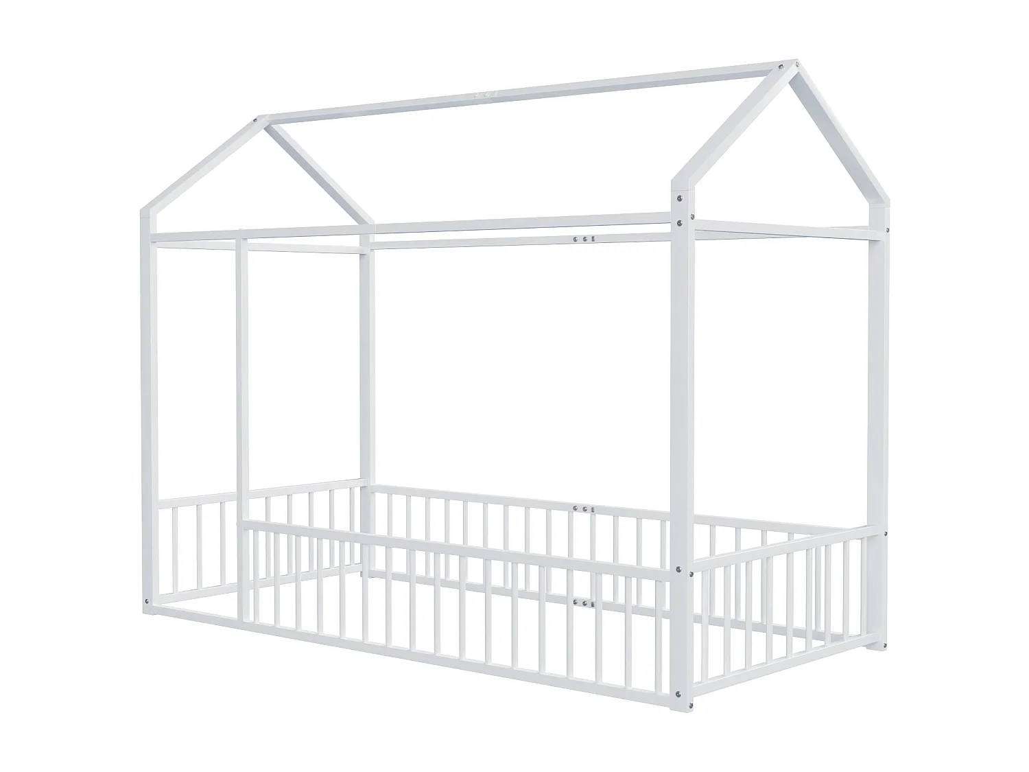 Kinderbett rosa 140 x 200 Metall Bett Familienbett Rahmen mit Zaun, geeignet für Kinder, Jugendliche, Mädchen, Jungen