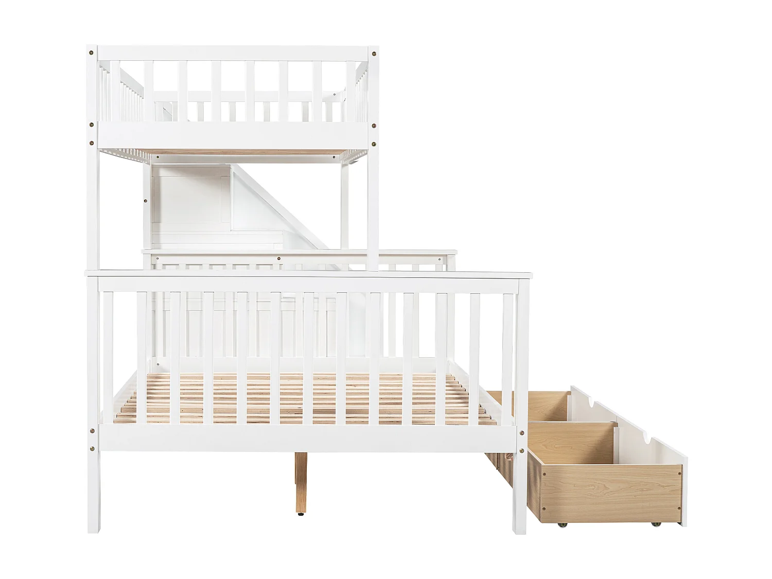 Letto matrimoniale a castello multifunzionale per bambini bianco 90 * 200 / 140 * 200 con lavagna e cassetti, senza materasso