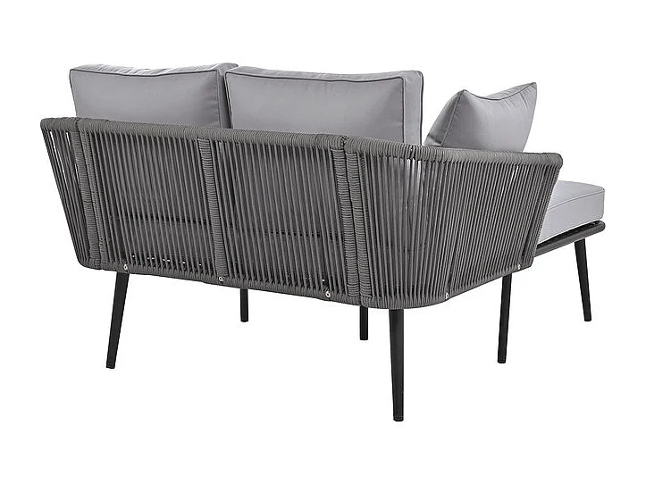 Sonnenliege, Gartensofa – verzinkter Stahl und geflochtenes Seil – 2 Plätze – Grau