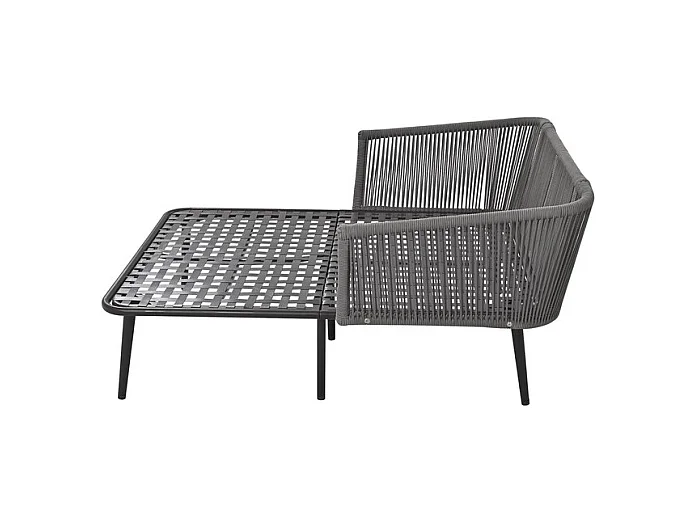 Bain de soleil,canapé de jardin - en acier galvanisé et corde tressé - 2 places - Gris