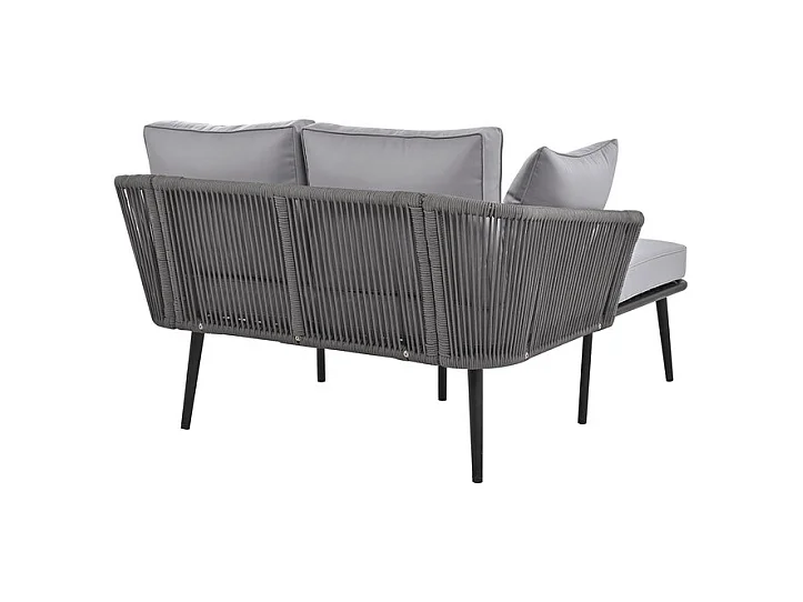 Bain de soleil,canapé de jardin - en acier galvanisé et corde tressé - 2 places - Gris