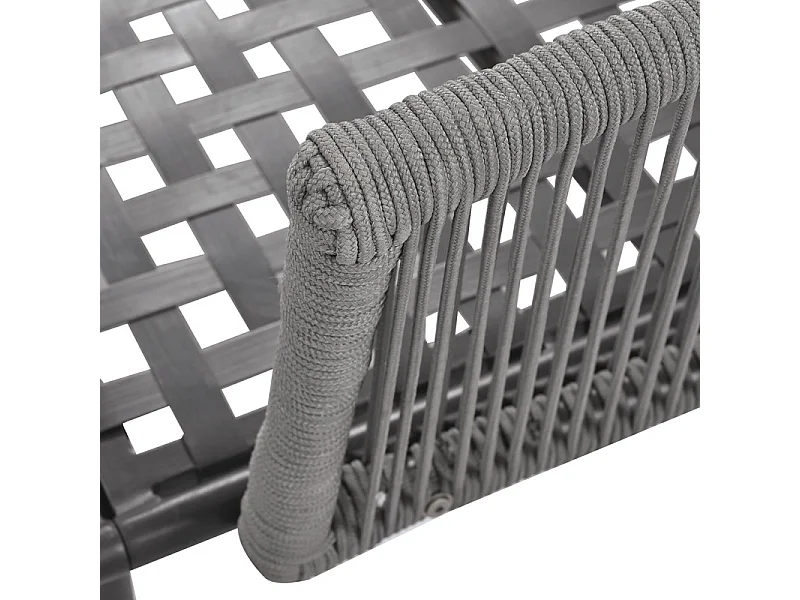 Ligstoel, tuinbank - gegalvaniseerd staal en gevlochten touw - 2 plaatsen - Grijs