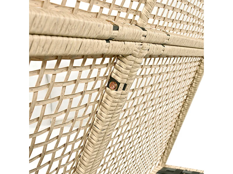 Lit de jardin - tente en rotin pour 2 personnes - avec rideau et coussins - Beige