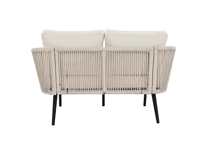 Bain de soleil,canapé de jardin - en acier galvanisé et corde tressé - 2 places - Beige