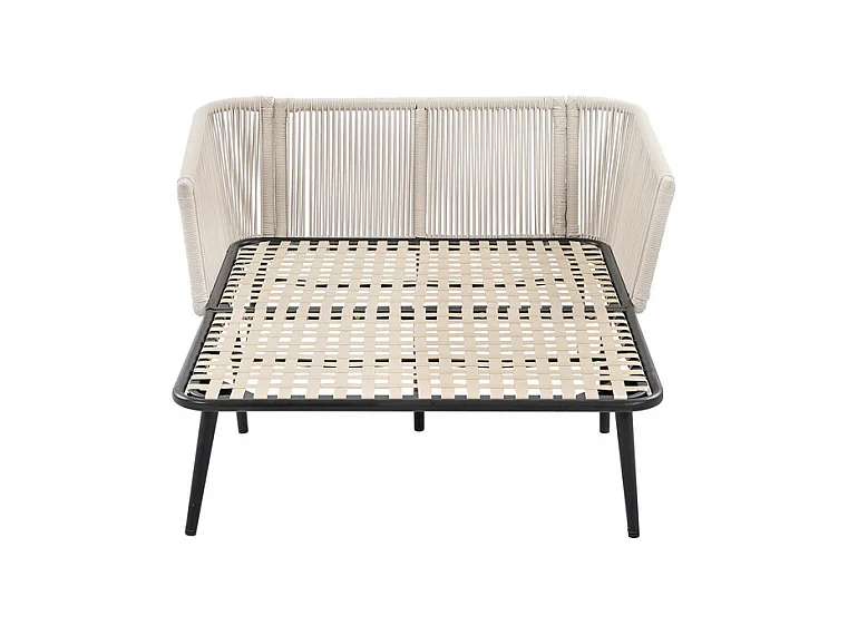 Bain de soleil,canapé de jardin - en acier galvanisé et corde tressé - 2 places - Beige
