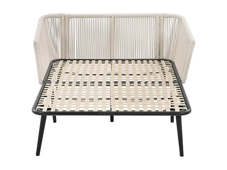 Sonnenliege, Gartensofa – verzinkter Stahl und geflochtenes Seil – 2 Plätze – Beige