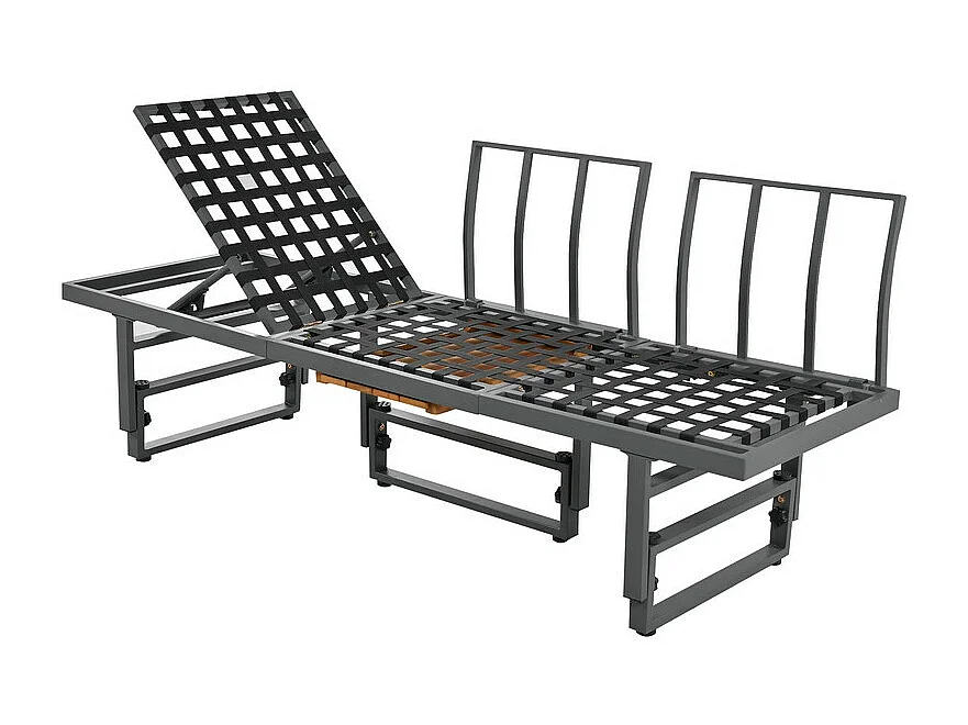 Multifunktionale Gartenmöbel – 6 Plätze – 2 Sofas und 1 Couchtisch – 2 Klappsitze – Grau