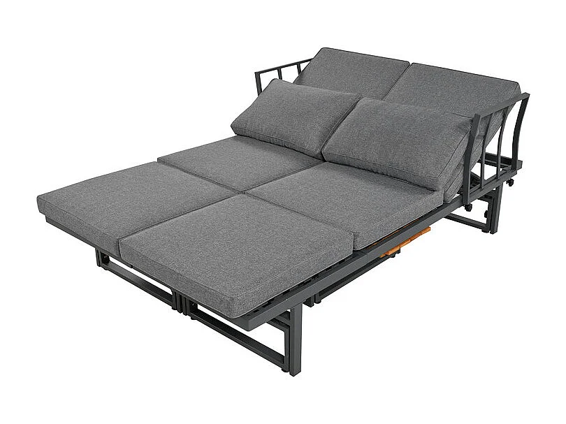 Multifunktionale Gartenmöbel – 6 Plätze – 2 Sofas und 1 Couchtisch – 2 Klappsitze – Grau